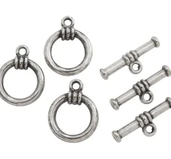 Knebelverschluss, versilbert, 3 Stück