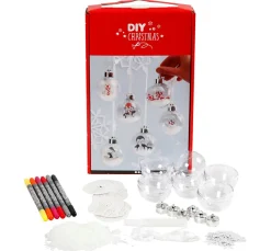 Komplett-Set "Weihnachtskugeln mit Schnee"