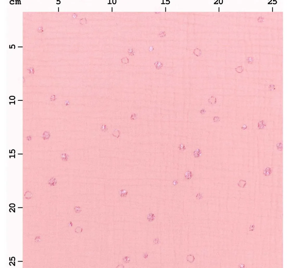 Krinkel-Musselin Baumwoll-Stoff mit Metallic-Effekt "Wild Dots-Lachsrosa"