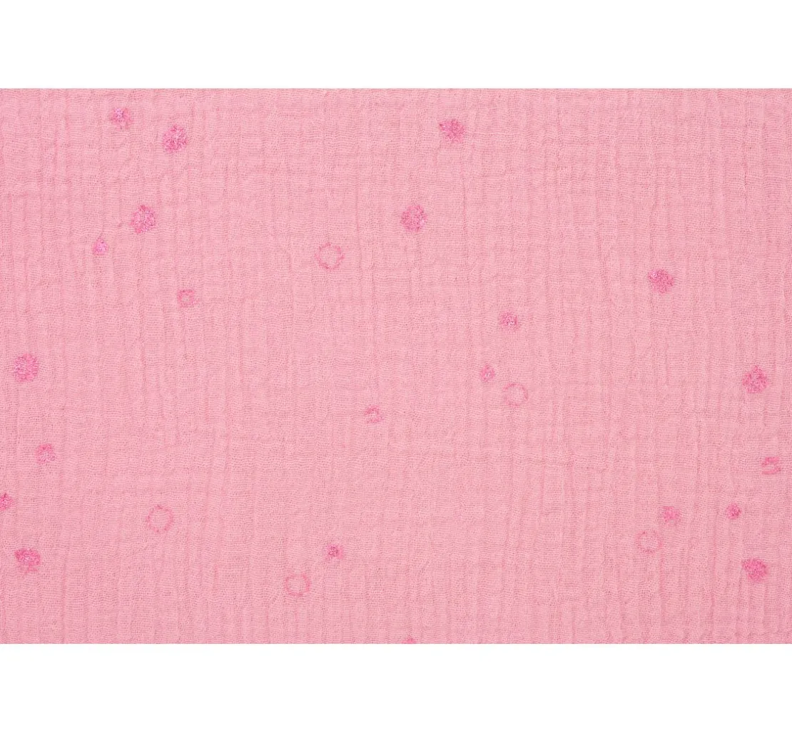Krinkel-Musselin Baumwoll-Stoff mit Metallic-Effekt "Wild Dots-Lachsrosa"