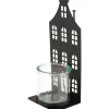 Metall-Windlicht "Hausfront" mit Glas
