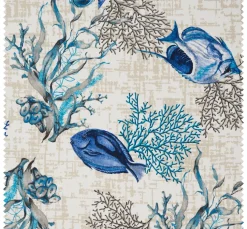 Motiv-Stoff Leinenoptik "Azzurro"