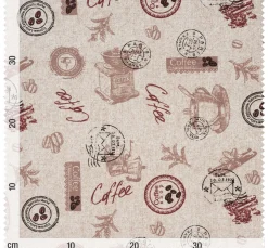 Motiv-Stoff Leinenoptik "Coffee"