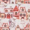 Motiv-Stoff Leinenoptik "Häuser im Schnee"