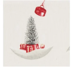 Motiv-Stoff Leinenoptik mit Golddruck "Snowman and Santa"