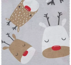 Motiv-Stoff Leinenoptik "Red Nose Rudi"