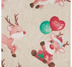 Motiv-Stoff Leinenoptik "Reindeer Rudolph"