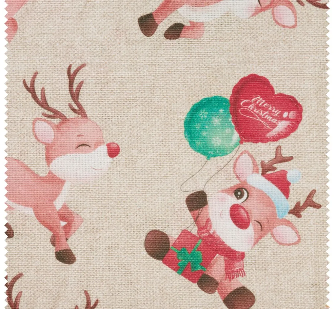 Motiv-Stoff Leinenoptik "Reindeer Rudolph"