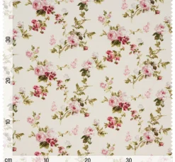 Motiv-Stoff Leinenoptik "Rosen"