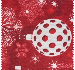 Motiv-Stoff Leinenoptik "Weihnachtskugeln-Rot"