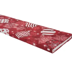 Motiv-Stoff Leinenoptik "Weihnachtskugeln-Rot"