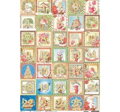 Motiv-Strohseide "Adventskalenderzahlen"