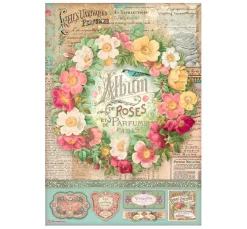 Motiv-Strohseide "Album of Roses"