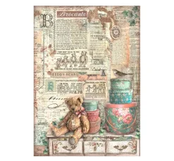 Motiv-Strohseide "Brocante Antiques - Teddy"