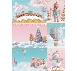 Motiv-Strohseide "Candy Christmas - Cards"