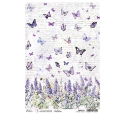 Motiv-Strohseide "Morning Provence - Lavendel und Schmetterlinge"