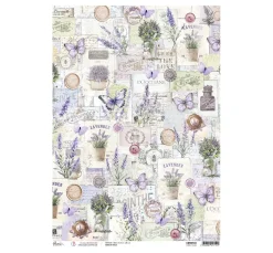 Motiv-Strohseide "Morning Provence - Purple Fields"