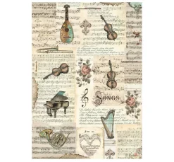 Motiv-Strohseide "Music - Instruments"