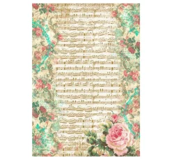 Motiv-Strohseide "Precious - Rose and Music"