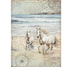Motiv-Strohseide "Silent Sea - Pferde"