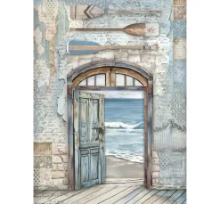 Motiv-Strohseide "Silent Sea - Tür zum Meer"