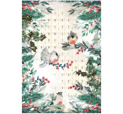 Motiv-Strohseide Vögel auf "Beerenzweig"