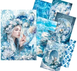 Motiv-Strohseiden Sortiment "Frozen Land", 8er-Set