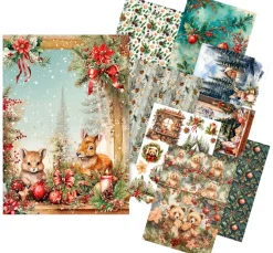 Motiv-Strohseiden Sortiment "Cosy Christmas", 8er-Set