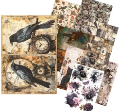 Motiv-Strohseiden Sortiment "Dark Akademia", 8er-Set