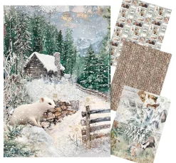 Motiv-Strohseiden Sortiment "Forest Tales", 4er-Set