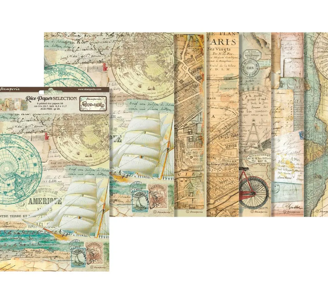 Motiv-Strohseiden Sortiment "Around the World", 6er-Set