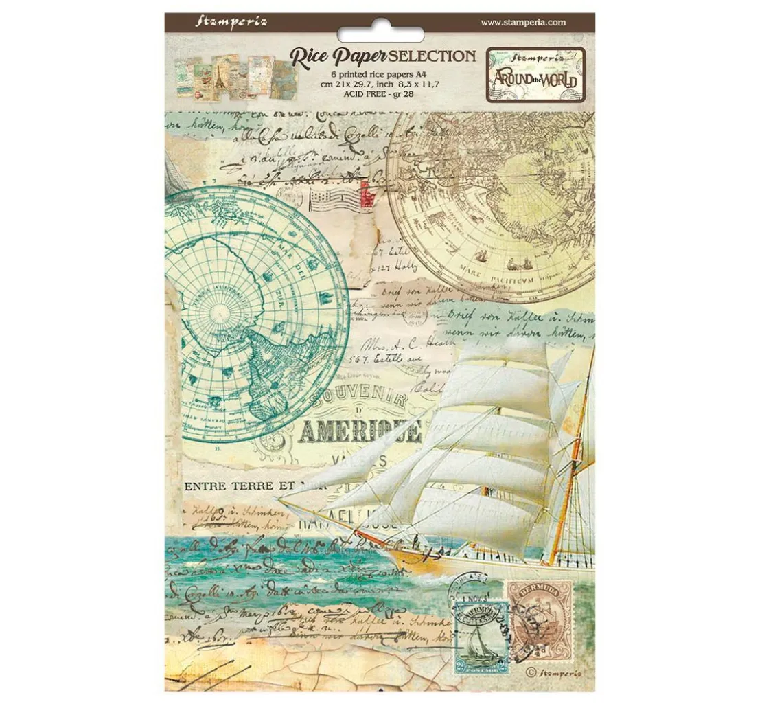 Motiv-Strohseiden Sortiment "Around the World", 6er-Set