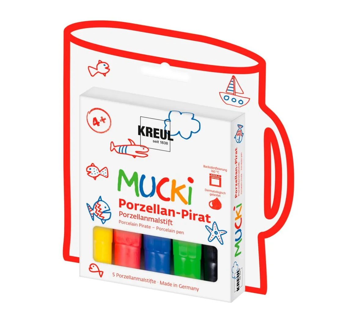 Mucki Porzellan-Pirat, Porzellanmalstift, 5er-Set