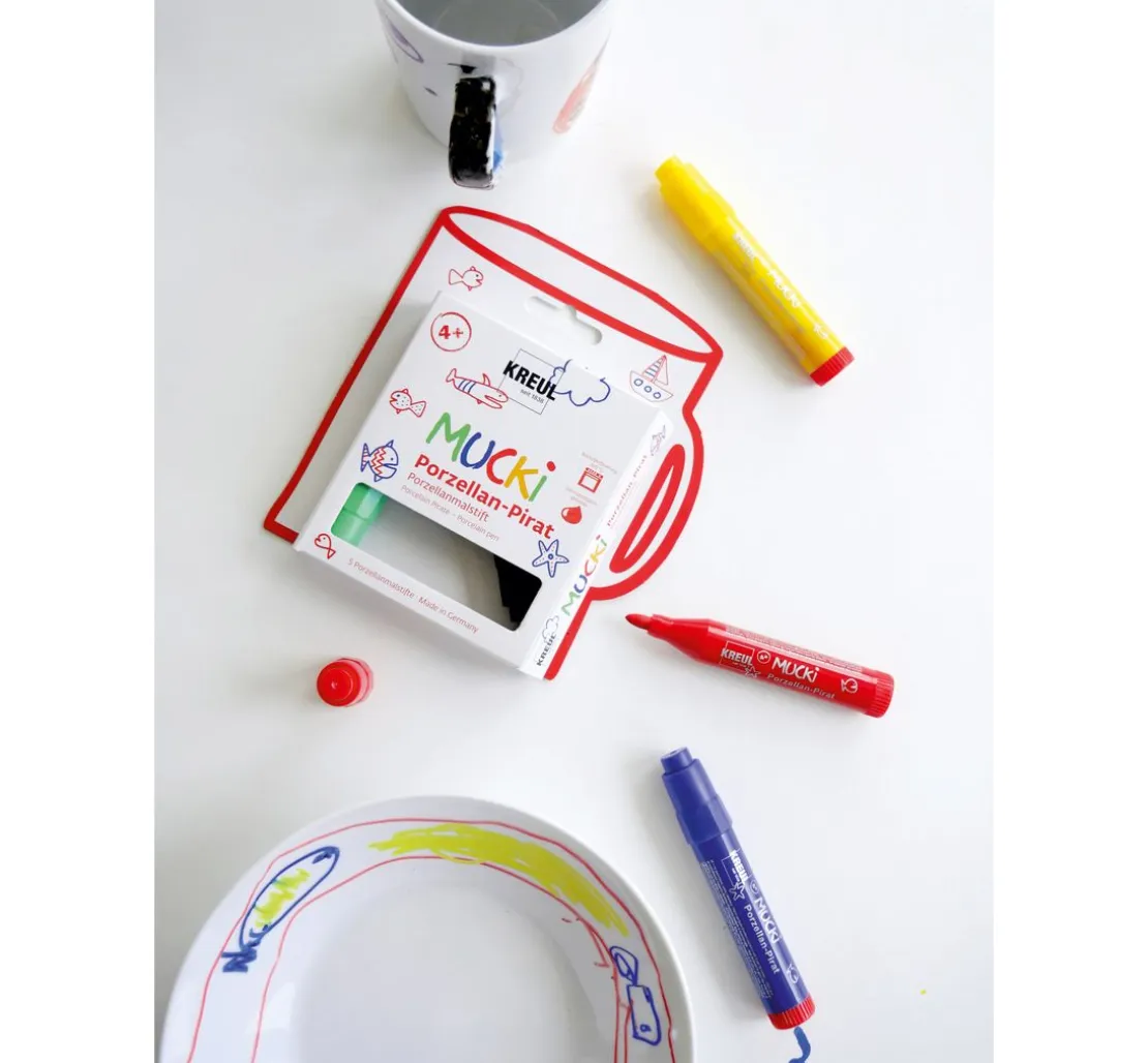 Mucki Porzellan-Pirat, Porzellanmalstift, 5er-Set