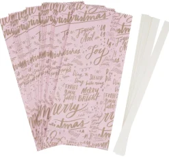Papiertüten Sterne-Set "Merry Christmas", groß, Rosa
