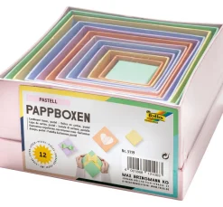 Pappschachteln "Quadrat", Pastellfarben, 12er-Set