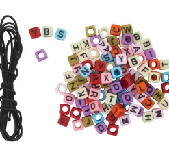 Perlen-Buchstaben Set, Eckig, inkl. Gummiband