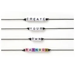 Perlen-Buchstaben Set, Eckig, inkl. Gummiband