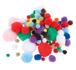 Pompons "Farben & Größen Mix", 100 Stück
