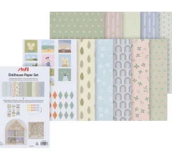 Puppenhaus-Papierset, 10 Bogen DIN A4 + 1 Bogen mit Fahnen und Bildern