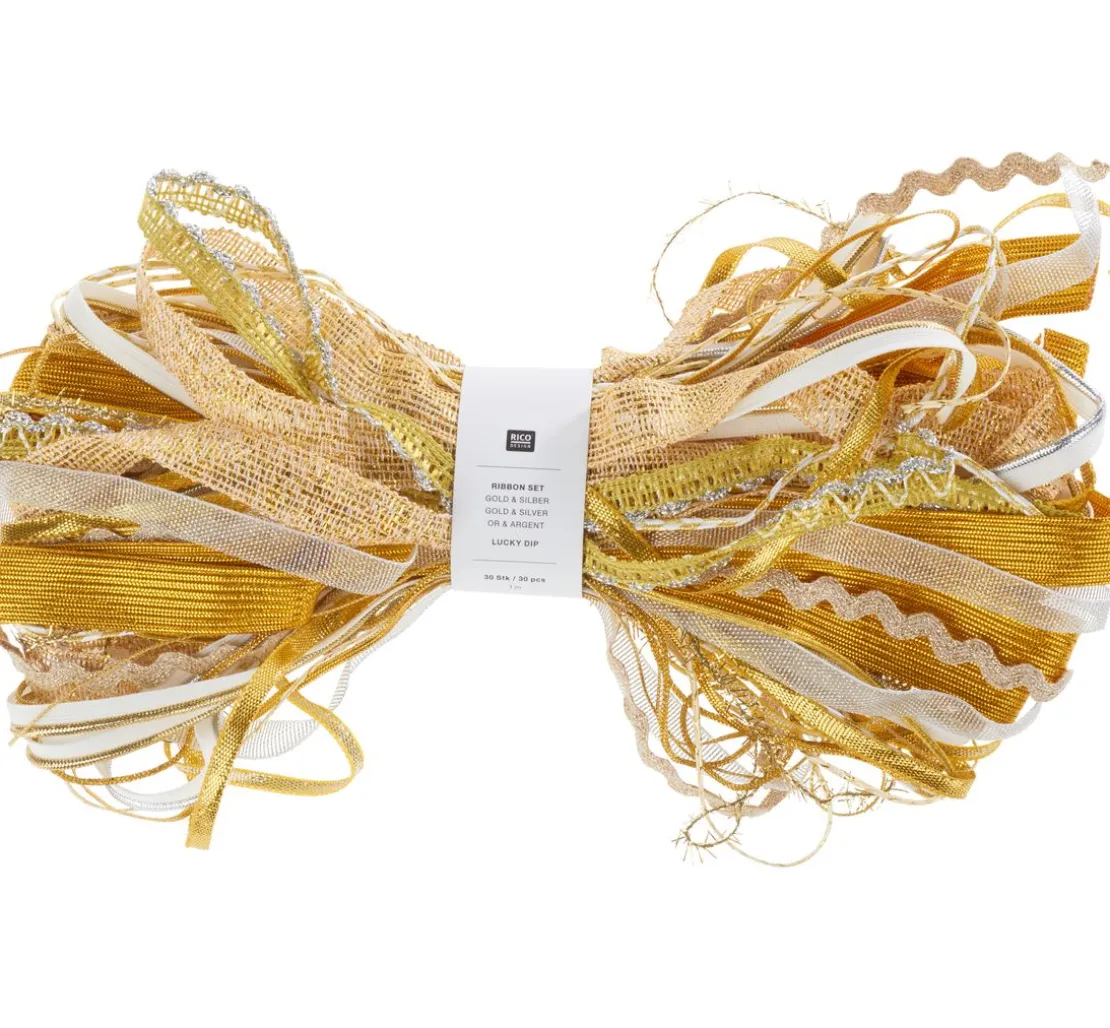 Rico Design Bänder-Set "Lucky dip", Gold-Silber