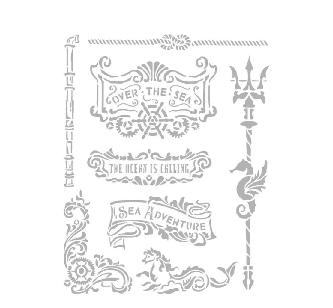 Schablone "Songs of the Sea - Plates and trident"