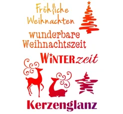 Schablone "Weihnachtsmotive + Schriften"