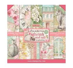 Scrapbook-Block "Katze und Orchidee"