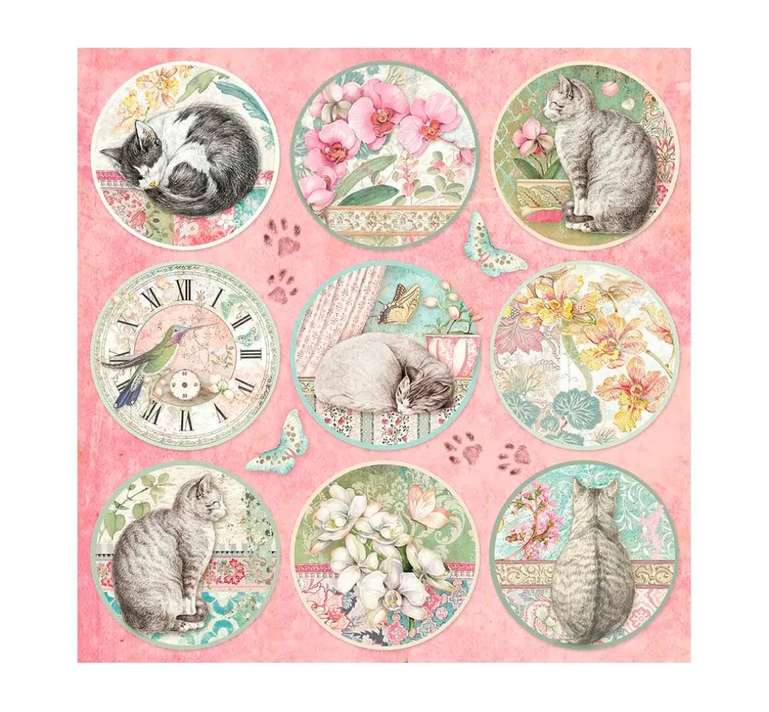 Scrapbook-Block "Katze und Orchidee"