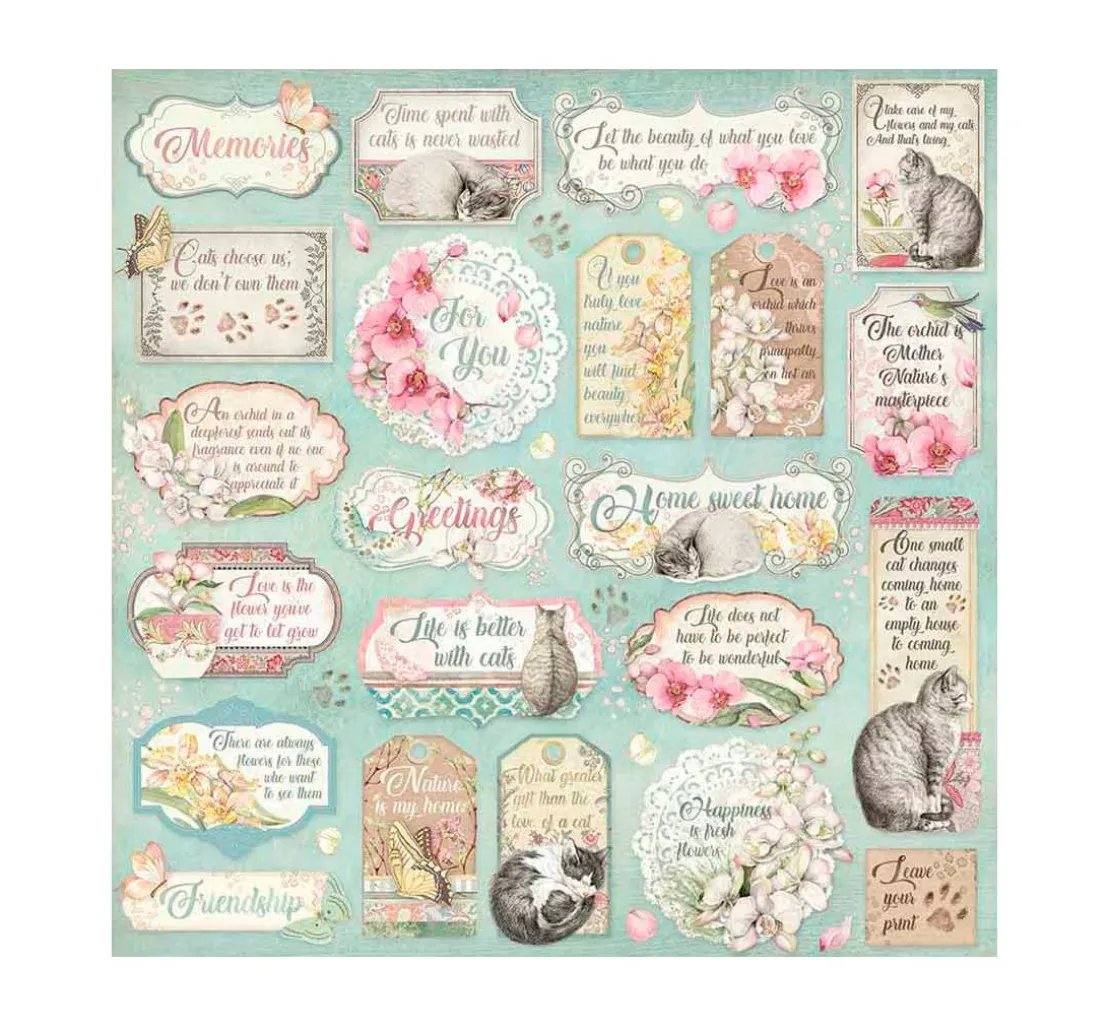 Scrapbook-Block "Katze und Orchidee"