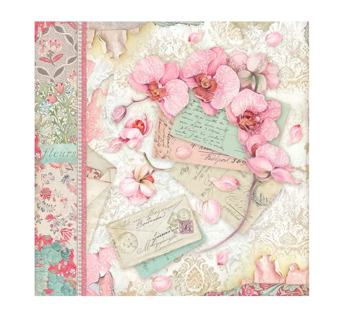 Scrapbook-Block "Katze und Orchidee"