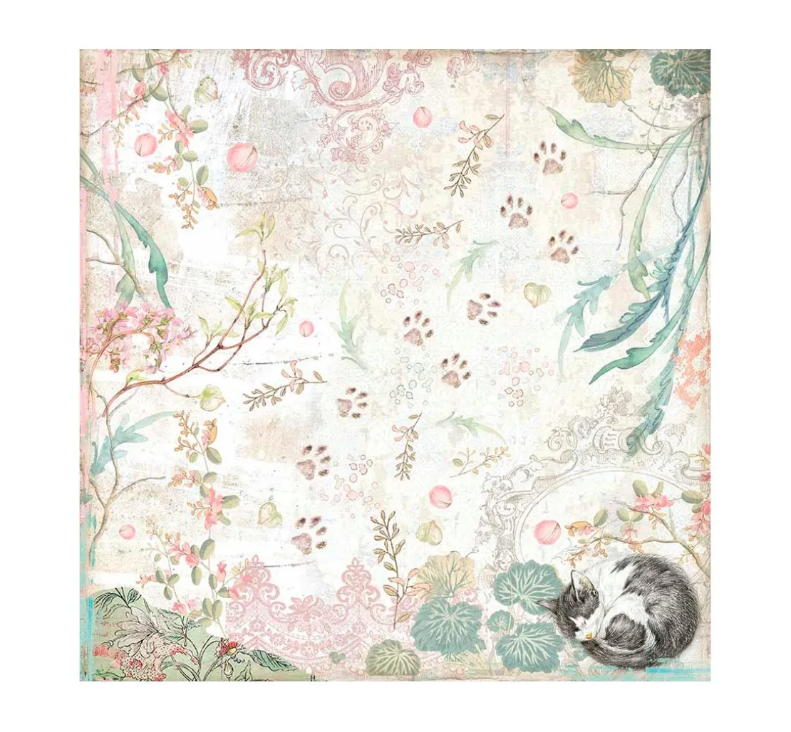 Scrapbook-Block "Katze und Orchidee"