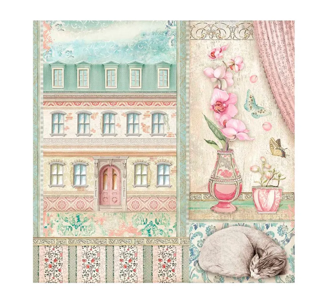 Scrapbook-Block "Katze und Orchidee"