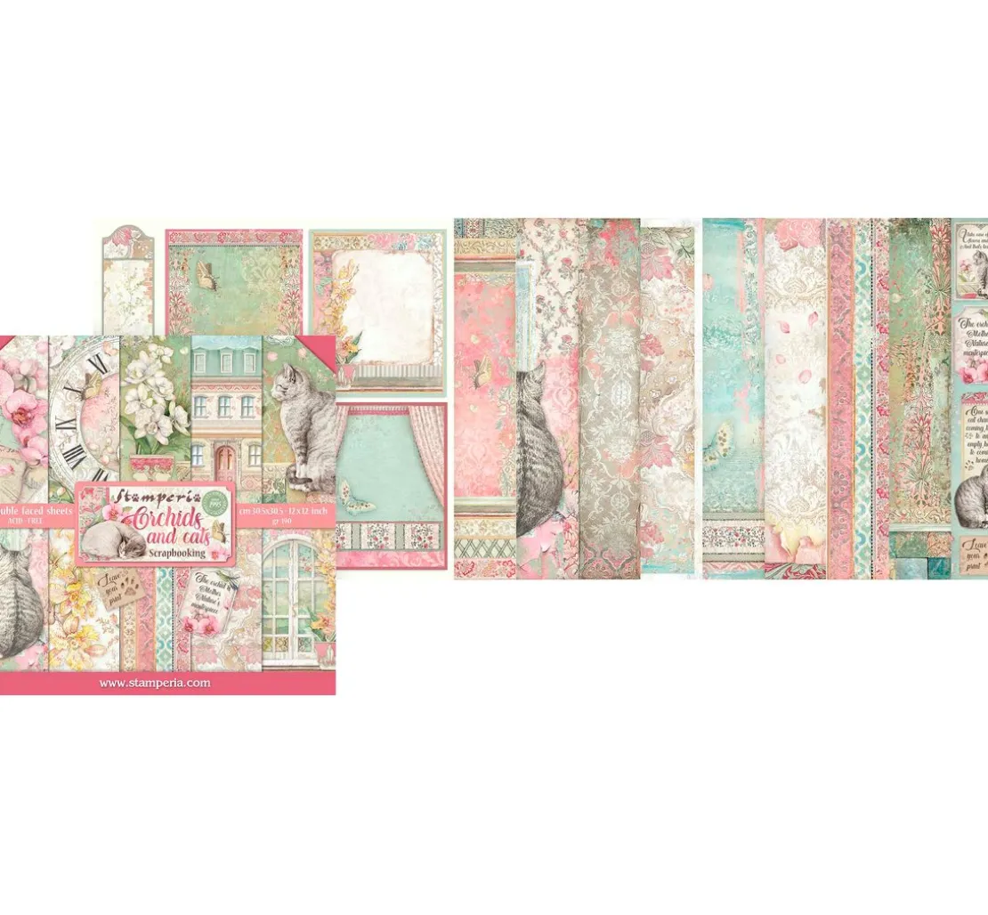 Scrapbook-Block "Katze und Orchidee"